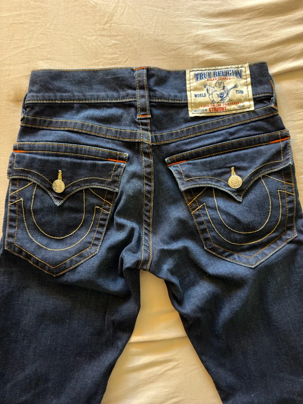 True Religion Men's Straight-Leg Jeans in Dark Blue Denim
